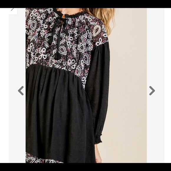 💥SALE💥Umgee - Puff Sleeve Black Dress - Picture 5 of 8